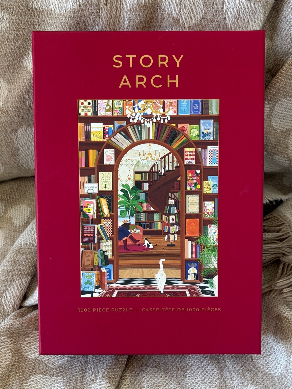 Hobbry Story Arch 1000 Piece Puzzle Rachel Jones Bookstore Library Cats